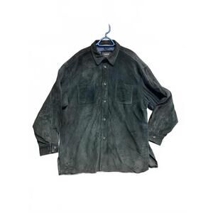 Vintage TREK New York Dark Green Soft Suede Men's Button up Shirt/Jacket Size XL